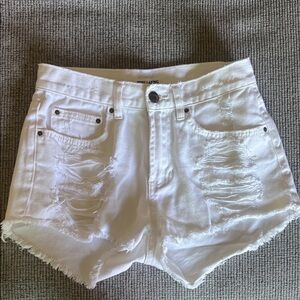 Billabong White Distressed Jean Shortie Shorts